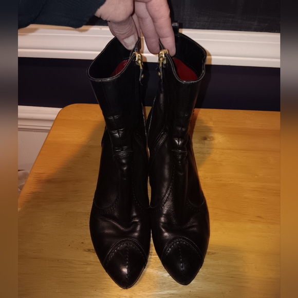 Louis Vuitton Black Leather Heeled Boots Size 36 1/2